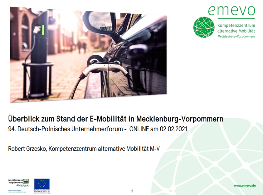 94. Deutsch-Polnisches Unternehmerforum: „Elektromobilität in der Euroregion Pomerania – Strategien und Perspektiven“